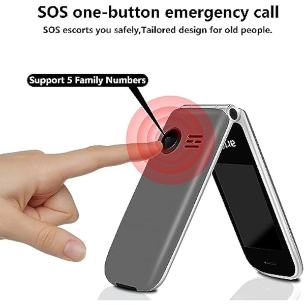 artfone F30 4G Unlocked Basic Mobile Phone for Seniors丨Flip Phone丨SIM Free Big Button Senior Mobile Phone丨2.4" Display丨 SOS Button丨Speed Dial丨Charging Dock丨FM丨Torch丨1300mAh Battery - Silver Grey
