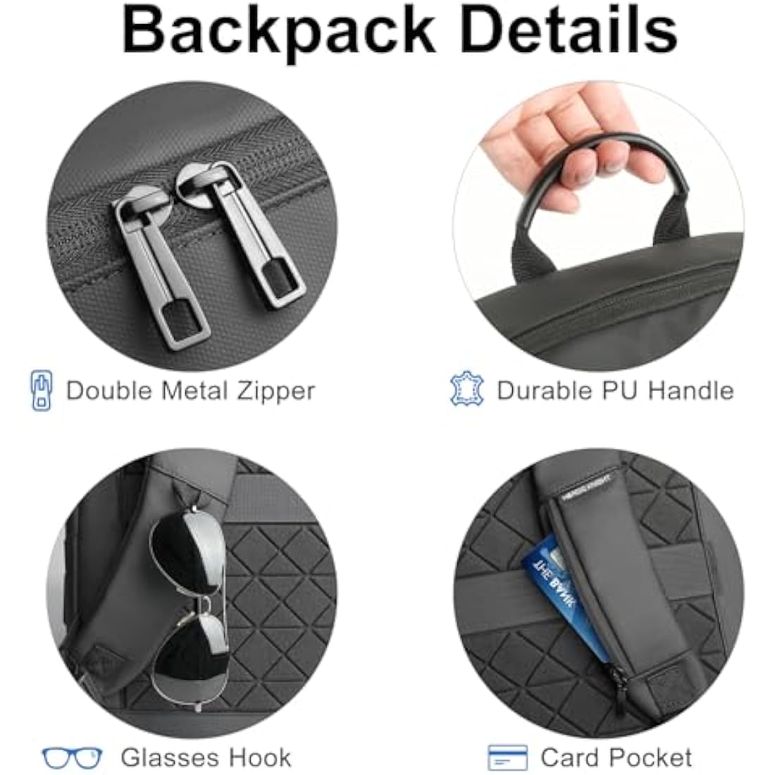 HEROIC KNIGHT Slim Laptop Backpack 15.6 Inch, Business Travel Backpack with USB Charging Port, Water-Resistant Anti Theft Laptop Rucksack, Lightweight Computer Work Bag Daypack For Men Women, Black