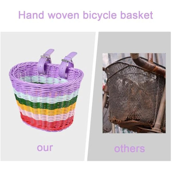 Flintronic Kids Bike Basket Handwoven Cycle Basket for Kids, Bicycle Basket For Girls Boys Childs, with Bike Accessories