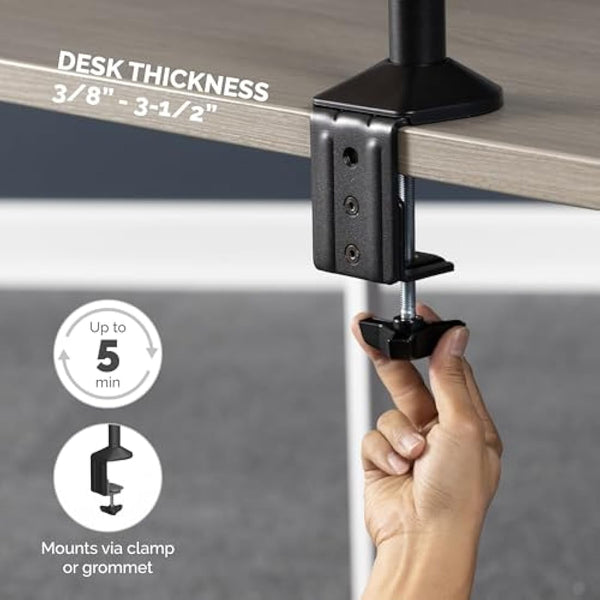 Fellowes Dual Monitor Arm - Reflex Monitor Mount for 8KG 30 inch Screens - Ergonomic Adjustable Monitor Arm Desk Mount - Tilt 45° Swivel 180° Rotation 360°, VESA 75 x 75/100 x 100 - Black