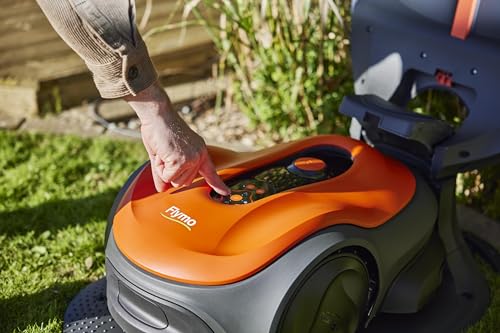 Flymo EasiLife 250 GO Robotic Lawn Mower - Cuts Up to 250 sq m, Ultra Quiet Mowing, Manicured Lawn, Bluetooth Application Control, Safety Sensors, Hose Washable, Lifestyle Functions, Orange and Grey