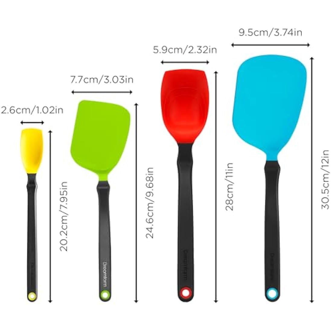 Dreamfarm Set of Essentials Silicone & Nylon Non-Stick-Safe Kitchen Cooking Utensils Set with Chopula, Mini Chopula, Supoon, & Mini Supoon - Party Mix