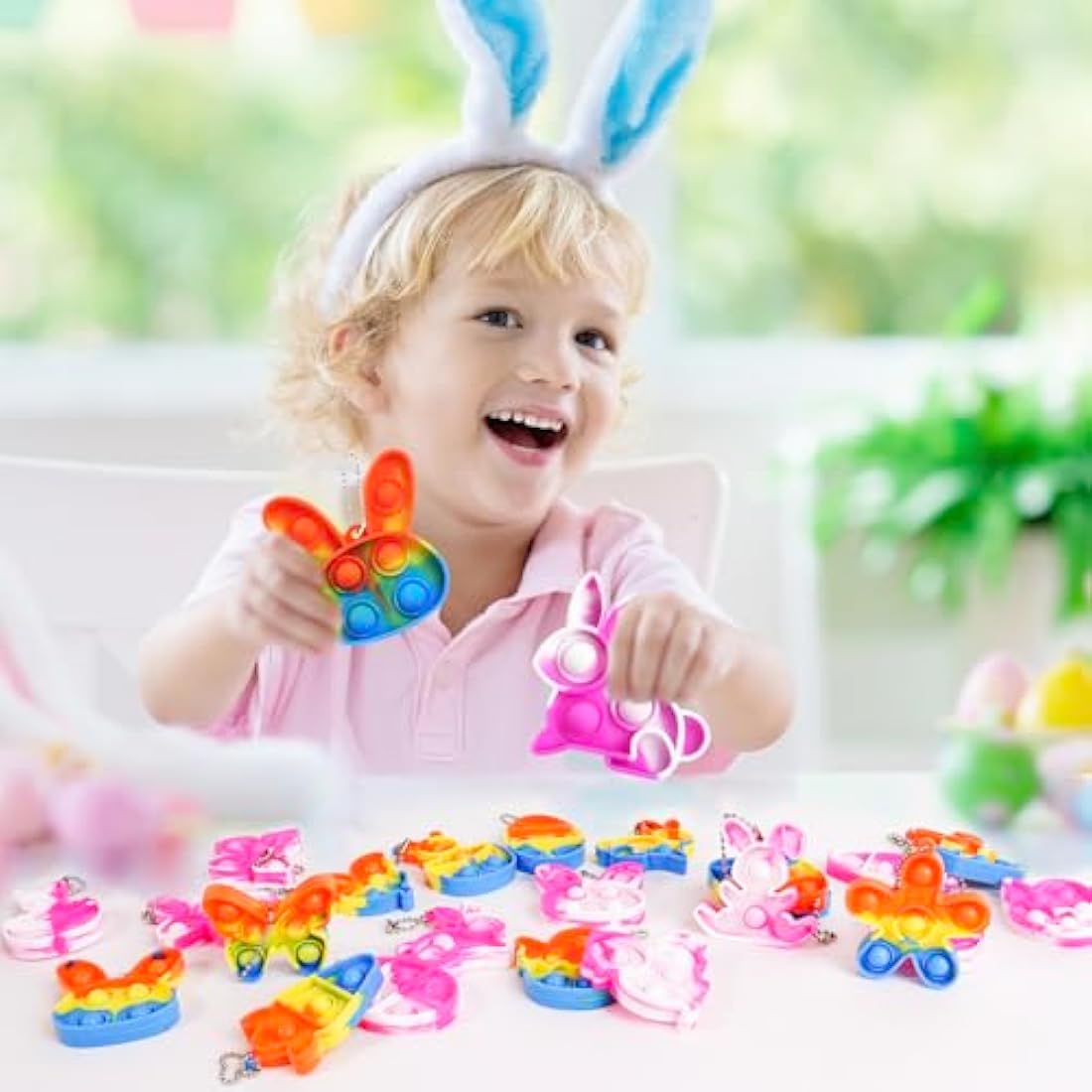 Amyang 24Pcs Easter Pop Fidget Toys, Mini Easter Simple Pop Fidget Toys for Kids Boys Girls Toddlers Easter Basket Stuffers Gifts Egg Fillers Party Favors