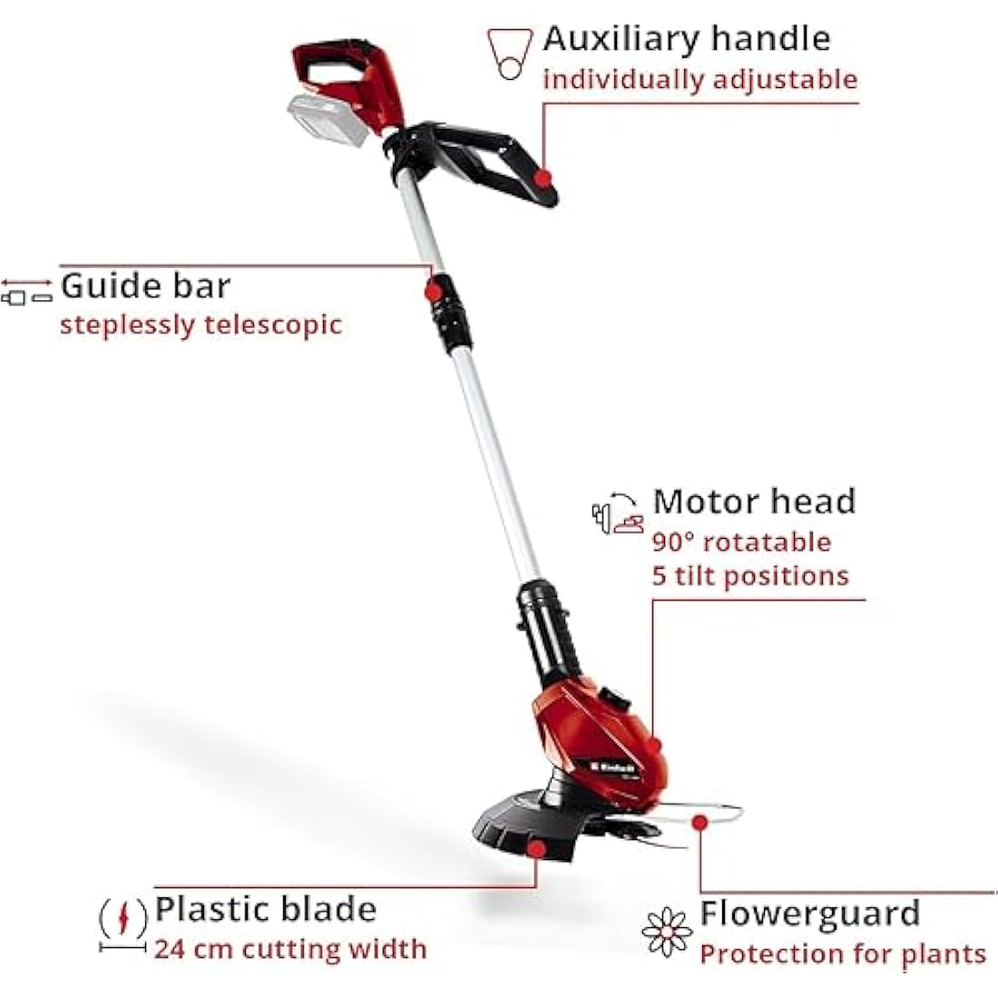 Einhell Power X-Change 18V Cordless Strimmer - 24cm Cutting Width, Cordless Grass Trimmer and Lawn Edger, Includes 20 x Blades - GE-CT 18 Li Solo Lawn Trimmer (Battery Not Included)