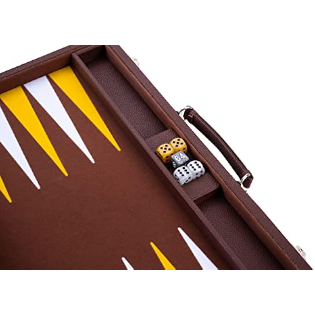 Engelhart - 250525 - Luxury 18" backgammon set inlaid velvet - leatherette exterior - pearly dice and token