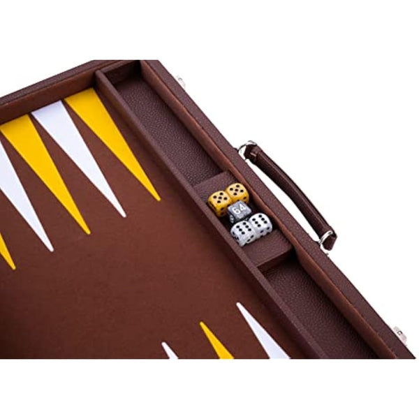 Engelhart - 250525 - Luxury 18" backgammon set inlaid velvet - leatherette exterior - pearly dice and token