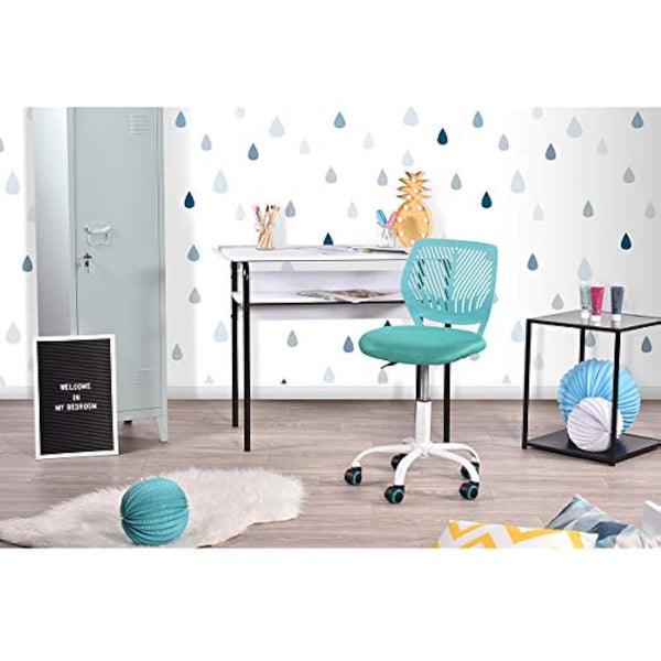 Homy Casa Desk Chair Adjustable Swivel Office Chair Fabric Seat Ergonomic Task Chair without Armrest Turquoise