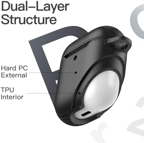 JETech Case Cover for AirPods (1st & 2nd Generation), PC and TPU, Protective Skin with Keychain (Black)