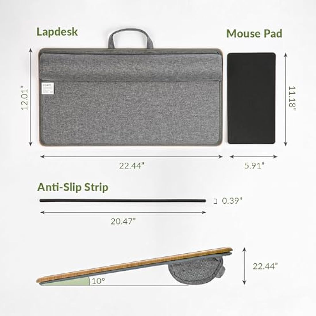 ergomi Lap Desk for Bed & Sofa – Large Laptop Tray with Cushion, Wrist Rest & Anti-Slip Strip, Portable Wooden Pattern Lapdesk for 17” Laptop, Lightweight Table for Work or Study