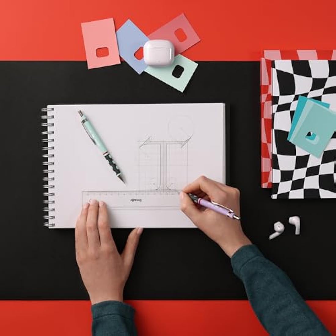 rOtring Tikky Pastel Mechanical Pencils | HB 0.7 mm | Opal Blue | with Comfort Rubber Grips | 12 Count