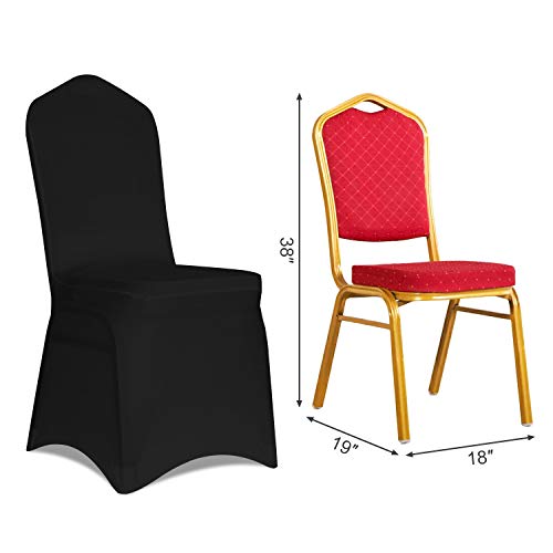 Kapwall 12 PCS Black Chair Covers, Spandex Stretch Washable Chair Covers for Wedding,Party and Banquet