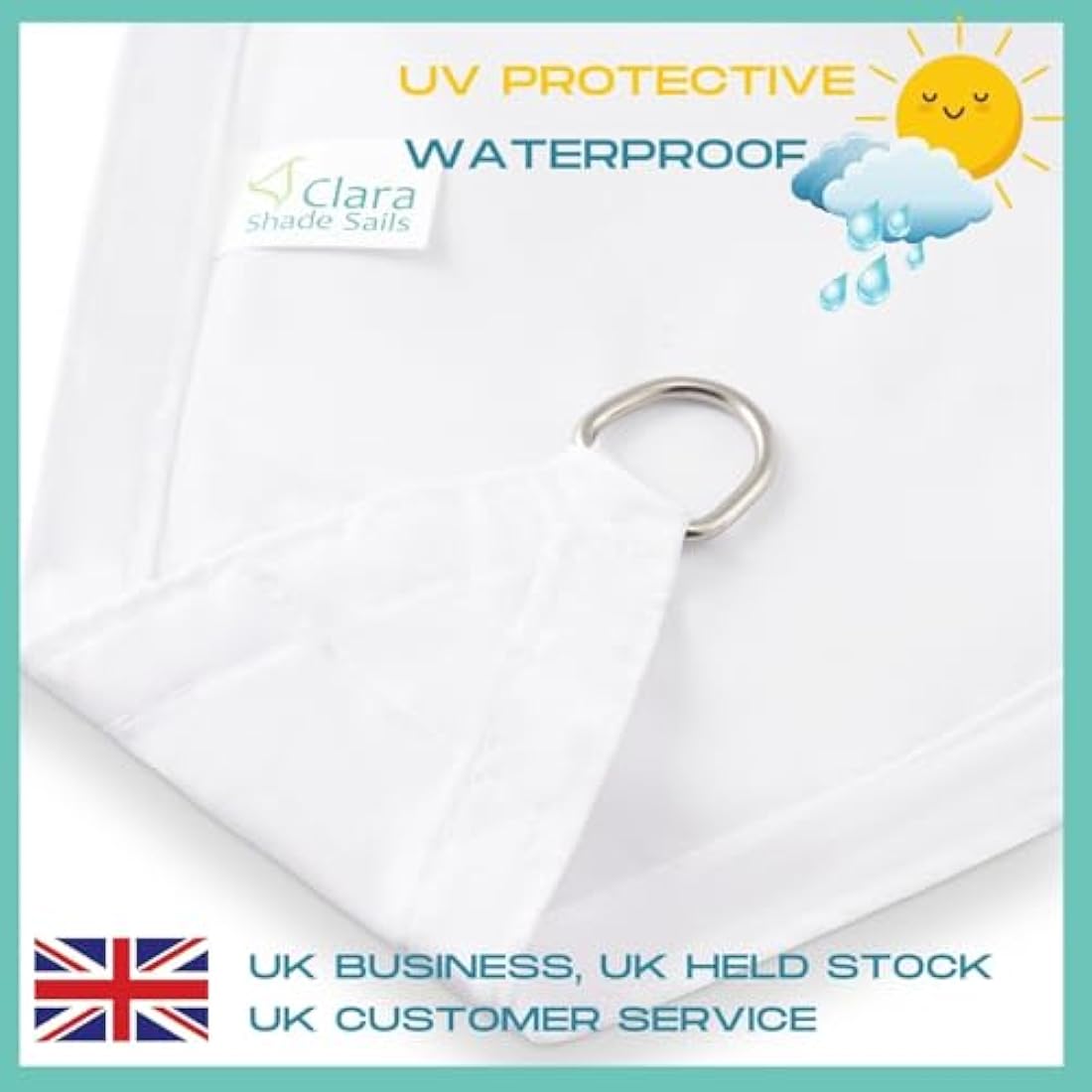 Clara Shade Sails - White Rectangle 3x5m Sun Shade Sail, Conservatory Sail Shades, Pergola Canopy, Garden Sail Canopy Waterproof, Patio Gazebo, Garden Tent, Outdoor Sun Sail Shade, Garden Awning