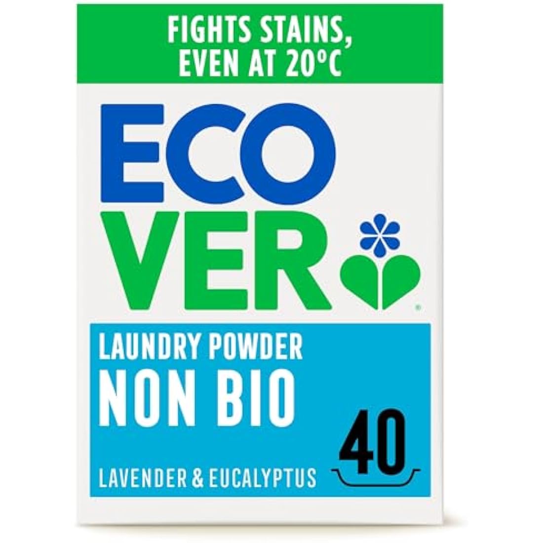 Ecover Non-Bio Laundry Detergent Powder, Laundry Washing Detergent, Fresh Lavender and Eucalyptus Scent, 1 x 40 Washes, 1 x 3 kg,