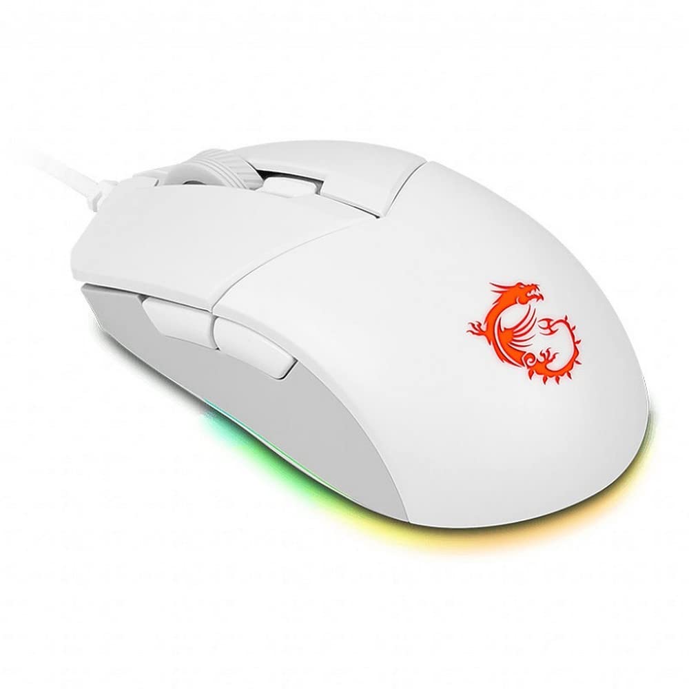 MSI CLUTCH GM51 LIGHTWEIGHT Gaming Mouse - 26000 DPI Optical Sensor, Elite 0.125ms Latency, 60M+ Click OMRON Switches, 6-Buttons, FriXionFree Cable, RGB Diamond LightGrips, 75g - Wired
