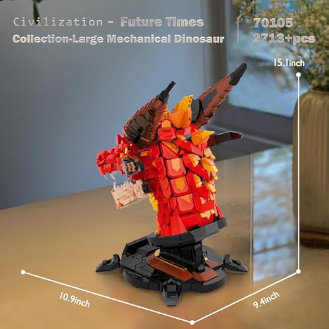 JMBricklayer Dragon Head Building Blocks Toy 70105, Collectable Display Fantasy Animal Dinosaur Head Construction Toy Model Kit to Build for Adults, Creative Gift for Boys 14+ (2713Pieces)