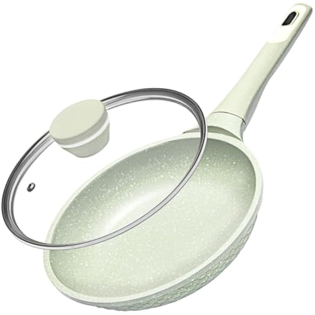 DYGG 20 cm Nonstick Frying Pan with Glass Lid, 100% PFOA/PFAS Free Granite Skillet | Ultra Nonstick Surface for Eggs & Omelettes | Induction Compatible All Stovetops | Oven Safe & Cool-Touch Handle