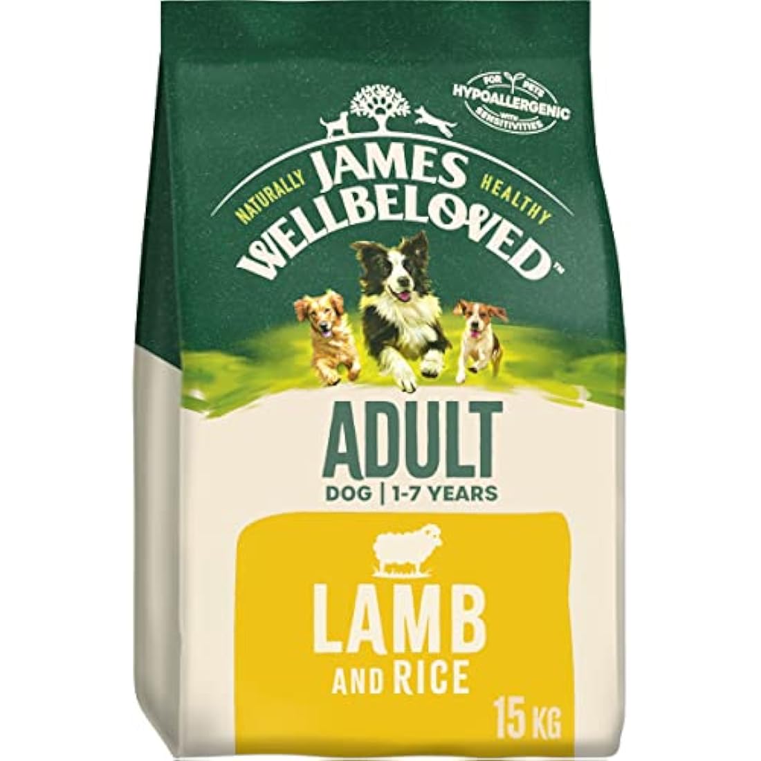 James Wellbeloved Adult Lamb & Rice 15 kg Bag, Hypoallergenic Dry Dog Food