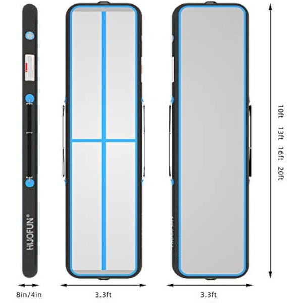 HIJOFUN Inflatable Gymnastics Mat 3m/4m/5m/6m with Practical Pump and 10/20cm Thick Aerobatic Tracks Inflatable Gymnastics Gymnastics Tumbling Yoga Taekwondo