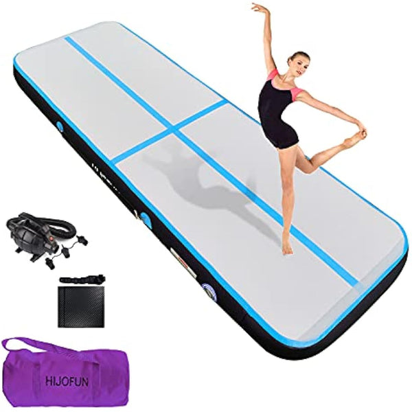 HIJOFUN Inflatable Gymnastics Mat 3m/4m/5m/6m with Practical Pump and 10/20cm Thick Aerobatic Tracks Inflatable Gymnastics Gymnastics Tumbling Yoga Taekwondo