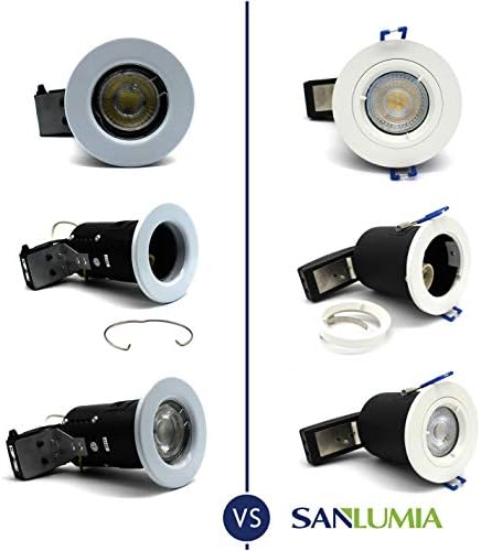 10 X Sanlumia LED Fire Rated Downlight Can GU10 Recessed Ceiling Twist & Lock Downlight IP20 Black