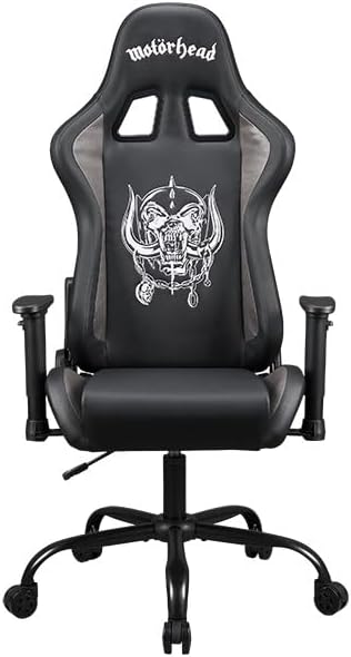 Subsonic Motorhead Gaming chair or office chair, gamer chair for adults, comfortable seat, integrated headrest, adjustable armrests and height, ergonomic backrest Black