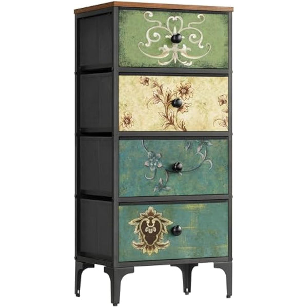 LYNCOHOME Chest of Drawers, Slim Bedroom Furniture with 4 Drawers, Storage Unit for Hallway, Living Room, Entryway, Nursery