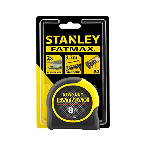 STANLEY Tape Measure Blade Armor 8 M Metric Shock Resistant with Mylar Coating and Cushion Grip 0-33-728