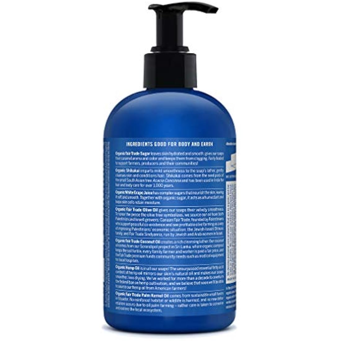 Dr Bronner’s 4-in-1 Organic Peppermint Soap, Made with Organic Oils and Shikakai Powder, For Hands, Body, Face & Hair, Fair Trade Certified & Vegan Friendly, 335ml Recycled Pump Bottle