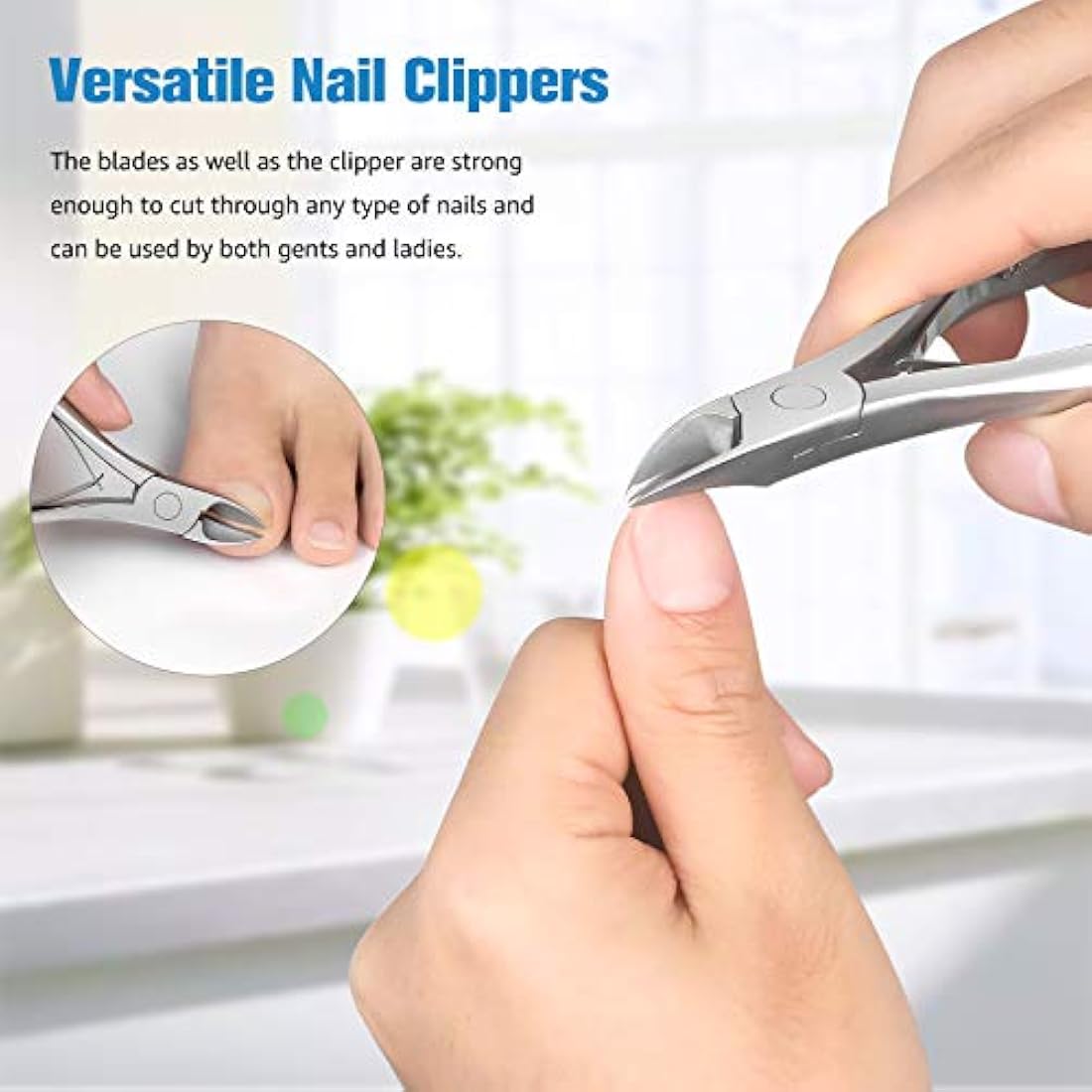 FERYES Toenail Clippers for Thick Nails, Toe Nail Clipper for Ingrown Hard Toenails, Professional Podiatrist Heavy Duty Toenail Scissors for Seniors,Women,Men, Silver