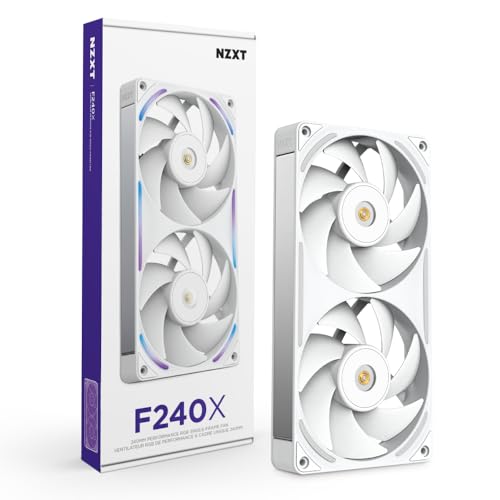 NZXT F420 RGB Core - 420mm Single-Frame Fan Unit with 3 x 140mm RGB Fans - Speed & Lighting Control - High Static Pressure & Airflow - Fluid Dynamic Bearings - 8 aRGB LEDs Per Fan - White