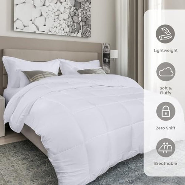Utopia Bedding 4.5 tog Single Duvet with Corner Tabs, Microfiber Soft Breathable Duvet, Box Stitched All Year Round Quilt 135x200 cm (White)