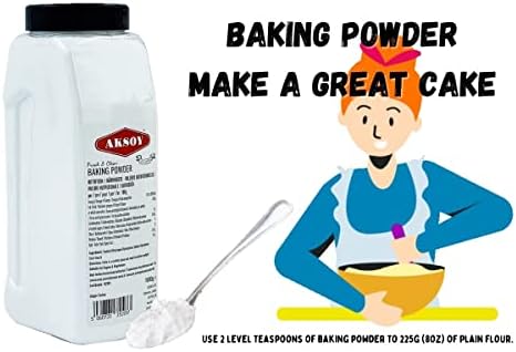 Aksoy Double Acting Baking Powder 1KG | All-Purpose Leavening Agent for Cooking and Baked Goods, Desserts, Breads, & Cake | Vegan | Airtight Bulk Container
