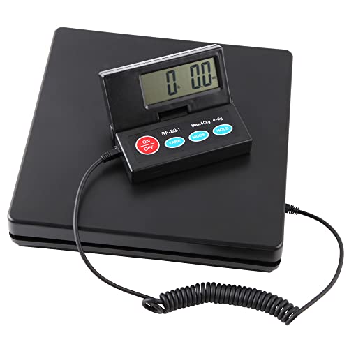 25cm*25cm Black Stainless steel Platform 50KG 110lb / 2g 0.1oz Digital Heavy Duty Large Capacity Weighing Platform Scale for Postal Industrial Commercial Shop Kitchen Letter Parcels Luggage Scales