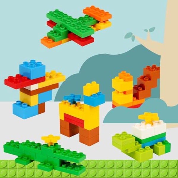 HIUME 240 Piece Large Building Blocks for Toddlers 3 and up, Classic Building Bricks Set for Kids of All Ages, Compatible with Duplo Building Bricks.