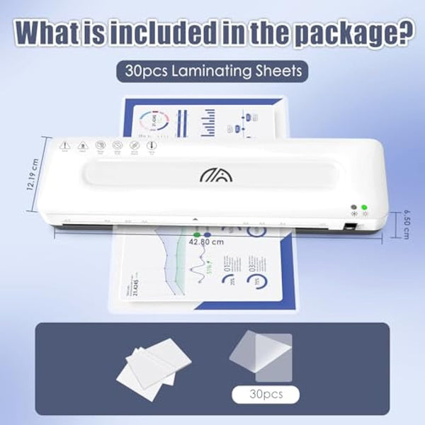 A3 Laminator, 13 inches Laminating Machine with 30 Laminating Pouches for A3 A4 A5 A6, Cold and Thermal Laminator Machine for Office Home School Use