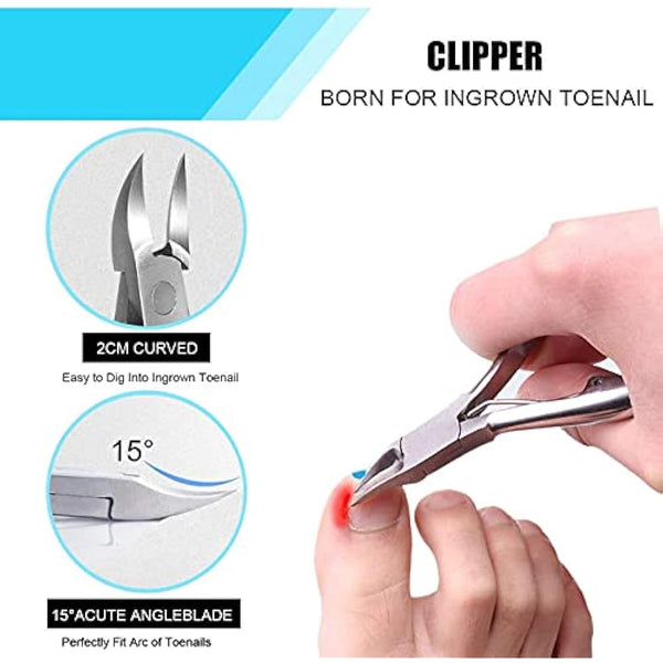Toenail Clippers Set 7Pcs, Staineless Steel Ingrown Toenail Tool Kit, Professional Toe Nail Nippers Set for Ingrown & Thick Nail, Surgery Grade Manicure Pedicure Tool by OosoFitt