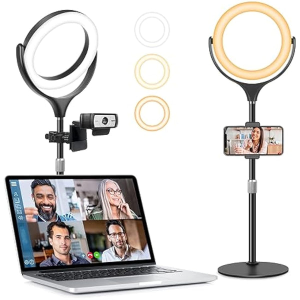 Evershop Ring Light with Stand & Phone Holder, 7" Desk Ring Light for Laptop/Computer/Webcam/Phone, Halo Light for Video Conferencing, Video Calls, Zoom Meeting, Live Streaming, Makeup, YouTube