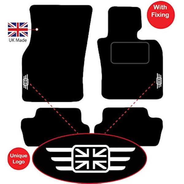 Lusso Car Mats Tailored/Compatible To Fit Mini Cooper F55 5 Door 2014 onwards with Unique Logos (Red Edging)