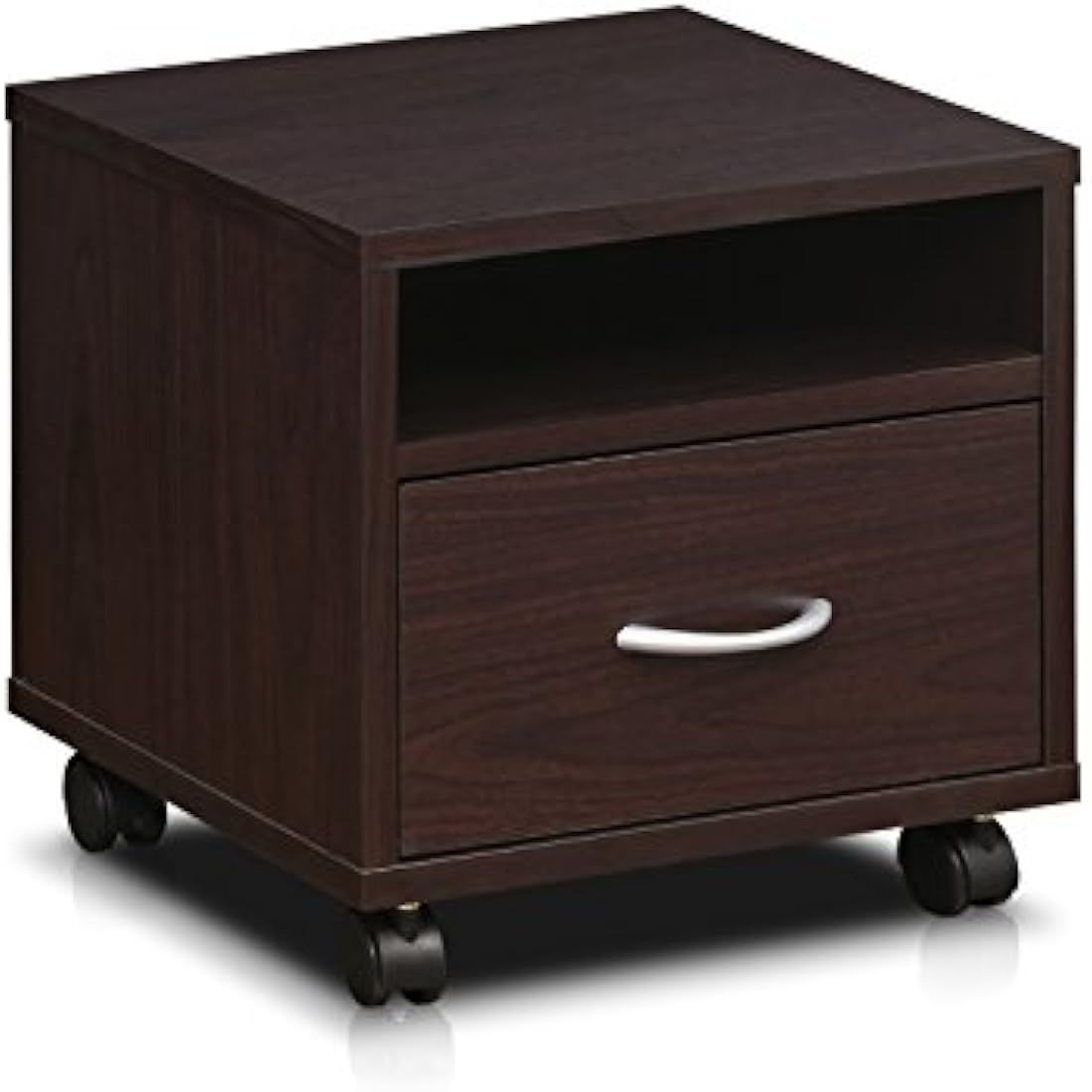 Furinno Petite Under Desk Utility Cart wtih Casters, Wood, Espresso, 39.12 (W) x 35.31 (H) x 28.96 (D) cm