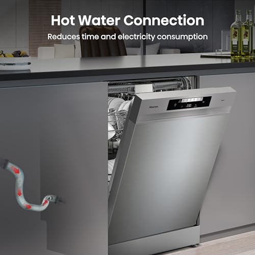Hisense HS622E90WUK Freestanding Standard Dishwasher 85cm High - E Rated, White, 24 x 23 x 33 inches (L x W x H) [Energy Class E]