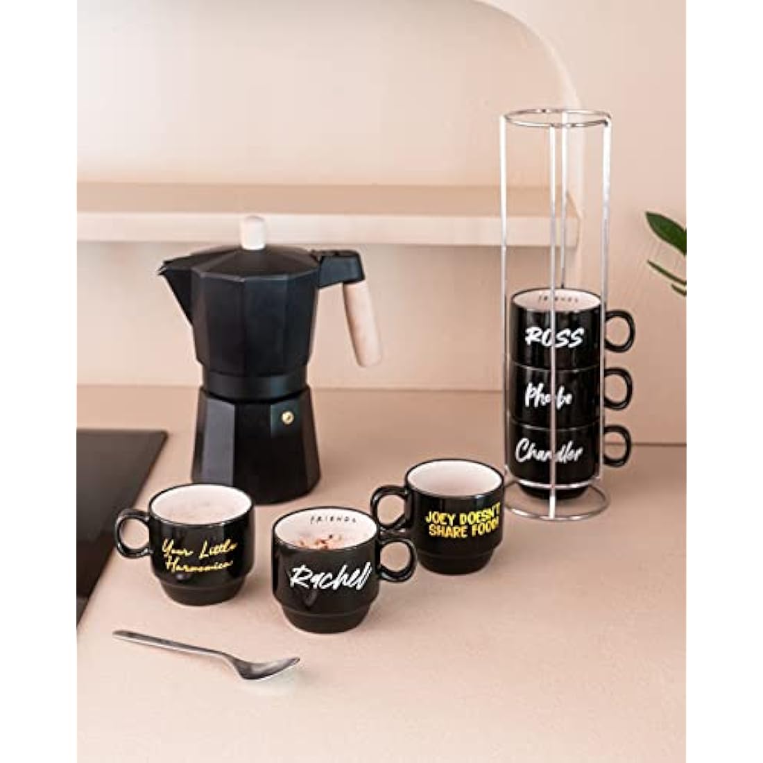 Grupo Erik Mugs Sets of 6 - Friends TV Show Gifts | Stacking Mugs with Stand 5.4 oz - 150ml Coffee Cups Espresso | Cool Gifts for Friends Merchandise