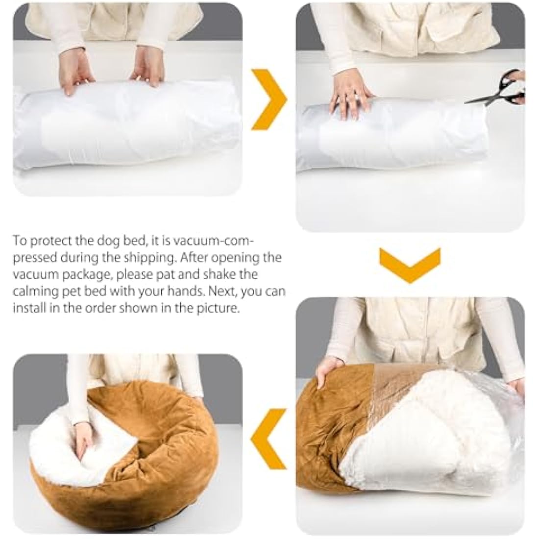 MICOOYO Hooded Dog Bed Mediuml, Cozy Donut Dog Blanket Bed for Doggie, Claming Pet Caved Bed for Cats Puppies (Medium, Wheat)