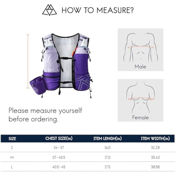 Haimont Hydration Running Vest with Water Bottles for Women Men, Adjustable Lightweight 8L Water Backpack with Soft Flasks for Trail Running Marathon