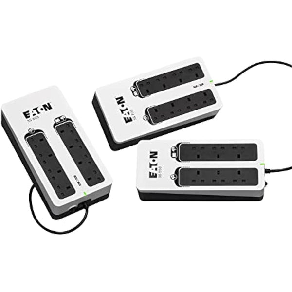 Eaton 3S 550B UPS - Off Line Uninterruptible Power Supply - 3S550B - 550VA (6 BS outlets, USB, Quiet, Shutdown software) - USB Interface (cable included) - Black&White