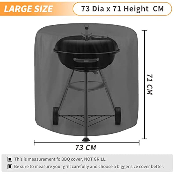 RICHIE Round Barbecue Cover, Kettle BBQ Cover 73x71cm Waterproof Heavy Duty 420D Oxford Fabric Round Gas Grill Covers with Drawstring Cord, Outdoor Grill Cover UV Resistant, Windproof & Rip-Proof