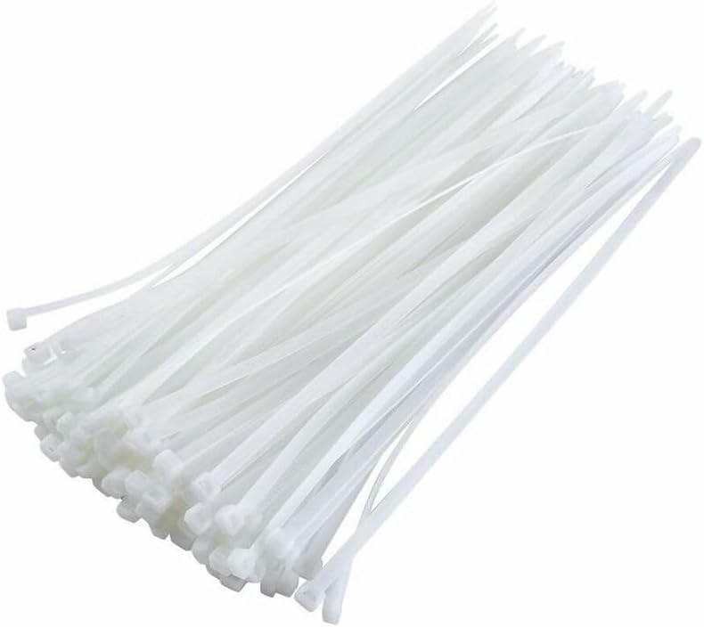 PARENCE. - Set of 100 Plastic Cable Ties - 100 Pieces, Clamps, Flanges, Rislan - 100x2,5mm, White