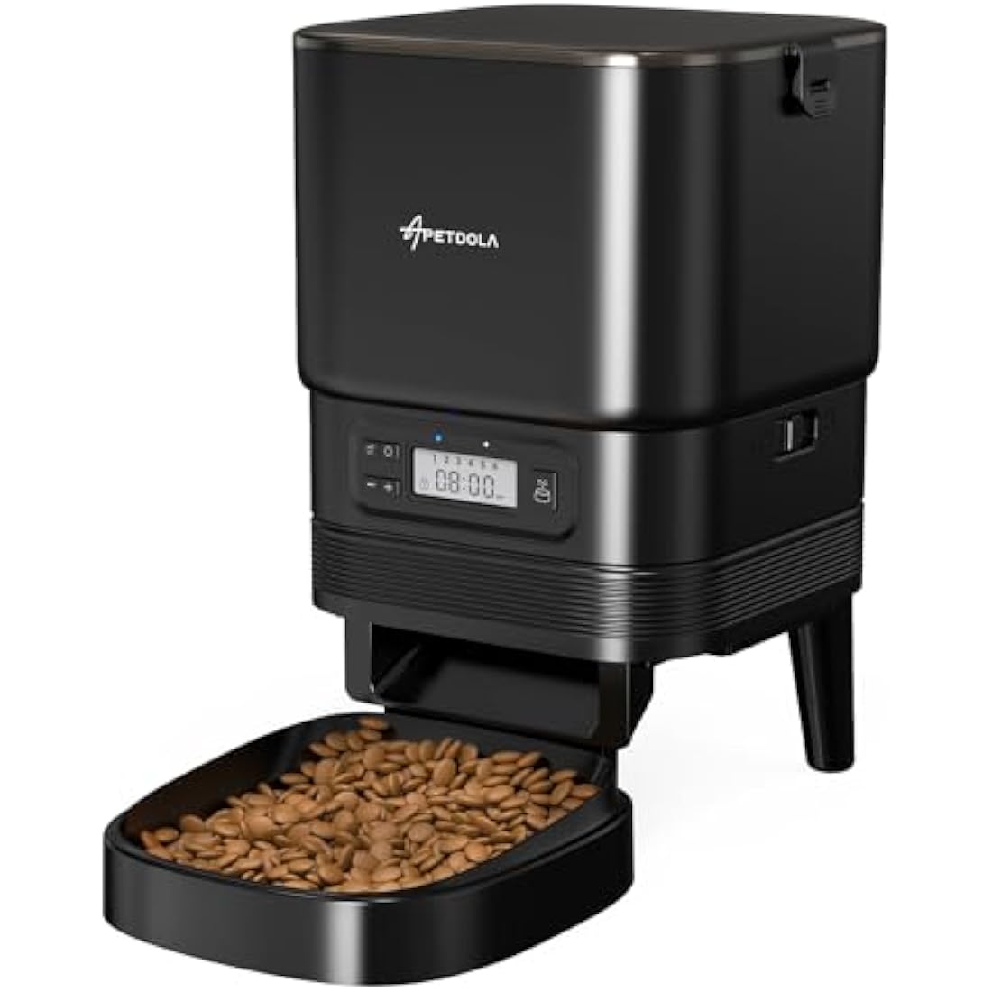 APETDOLA Automatic Cat Feeder, 4L Pet Food Dispenser with Timer, Cat Feeder with 1-6 Meals per Day, Dual Power Supply (AC/DC), Voice Recorder, Automatic Feeders for Cats and Puppy - FD30(Black)