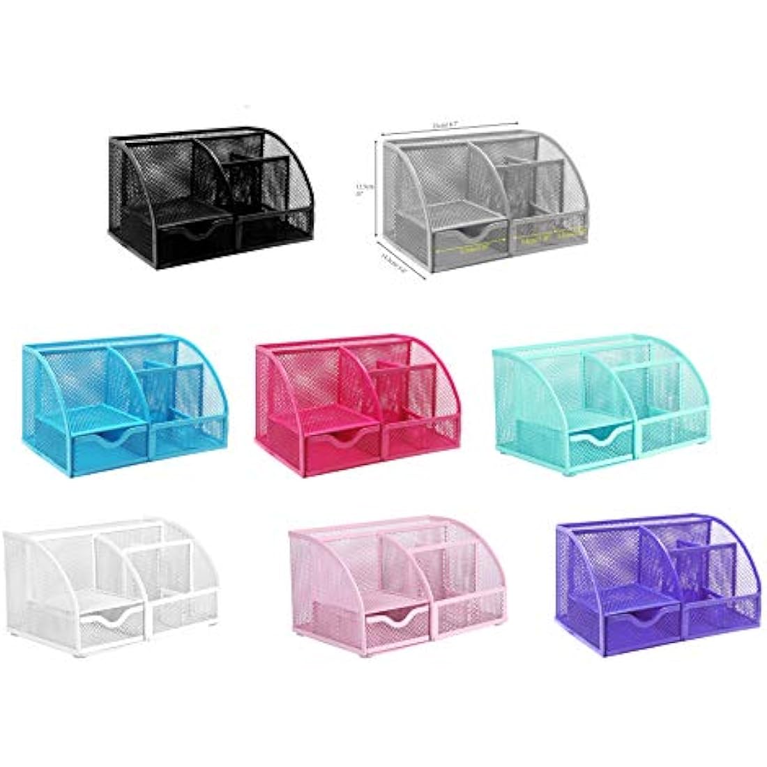 EXERZ Desk Organiser/Mesh Desk Tidy Caddy/Pencil Holder Multifunctional with 7 Compartments - Purple