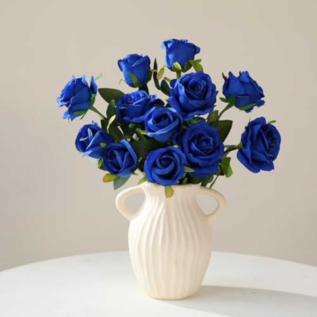 Hawesome 12PCS Artificial Roses Fake Flowers Single Long Stem Blooms With Rose Buds Wedding Decoration Bridal Bouquet Decorative Flower Arrangement Home Decoration Party Centerpieces in Blue