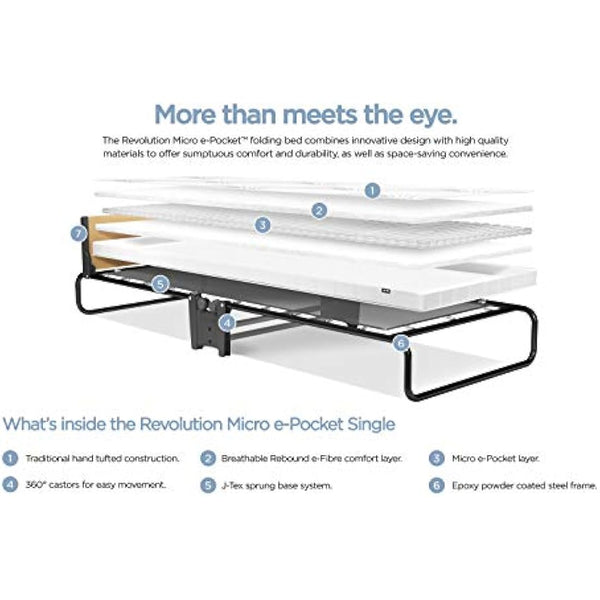 JAY-BE Revolution Folding Bed with Micro e-Pocket Mattress, Compact, Single